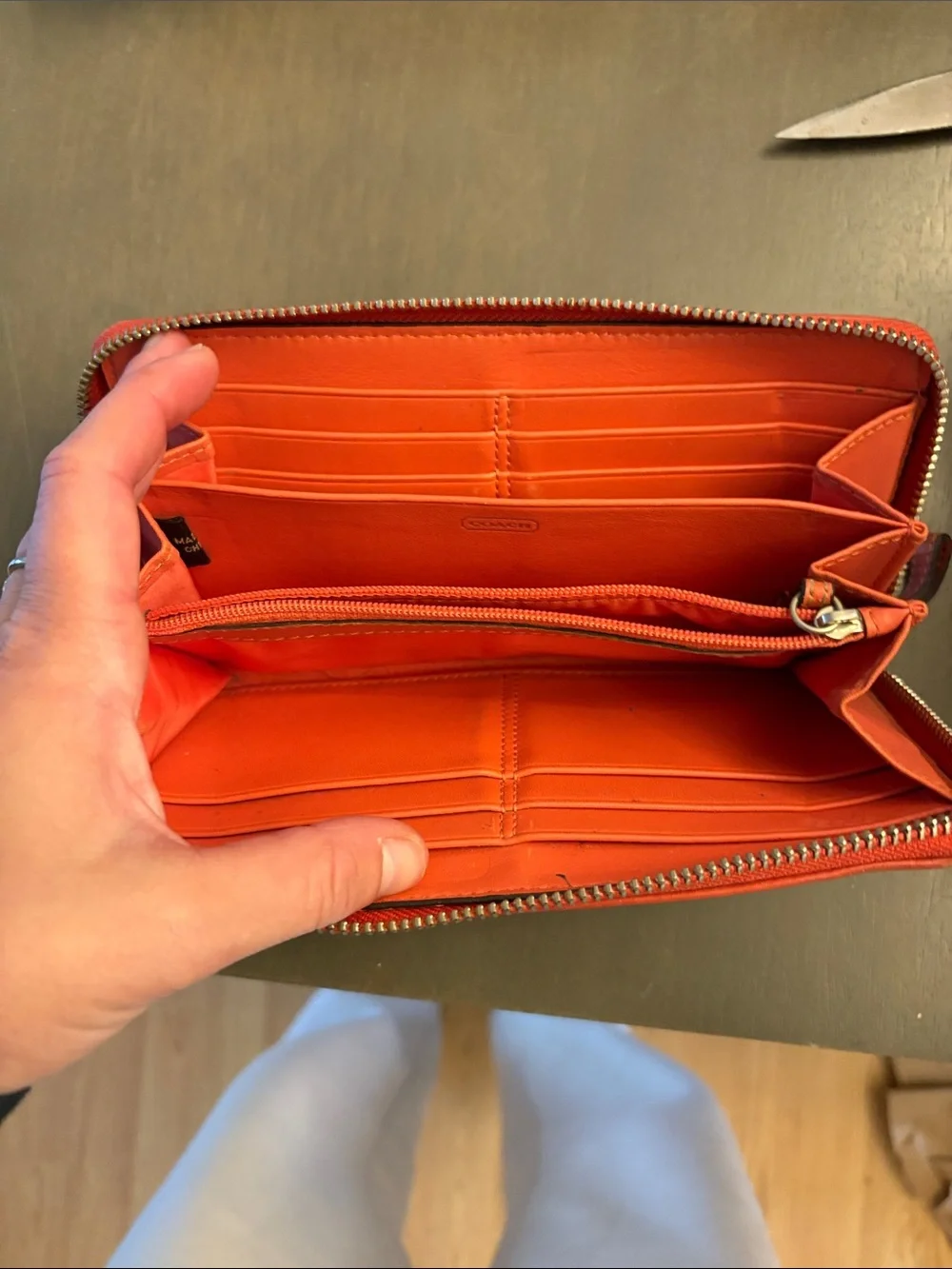 Coach Red Leather Zip Around Wallet